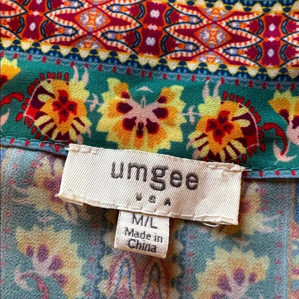 Umgee Scarf Print, Patchwork Kimono‎ M/L Like New Condition Festival, Beach